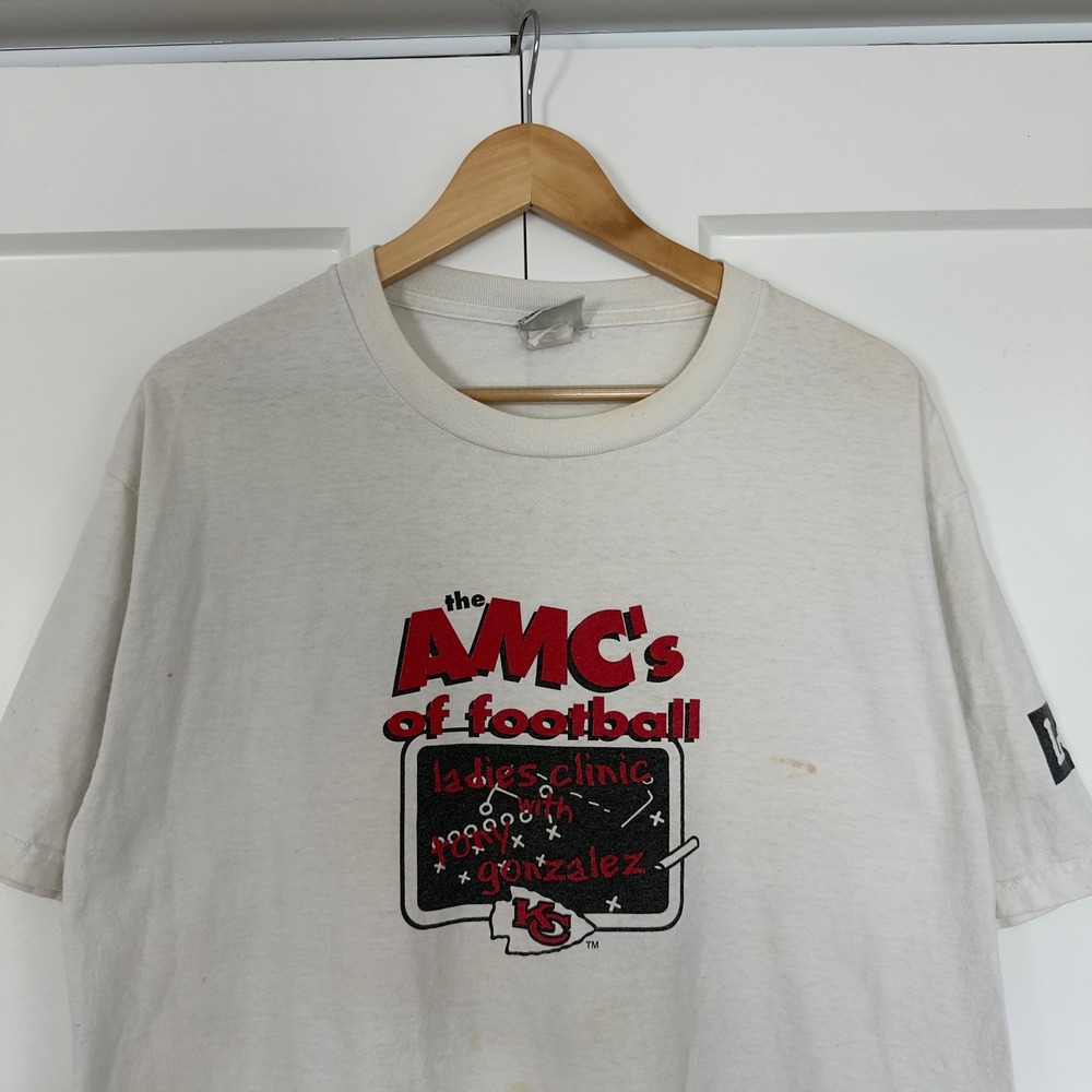 Mens Lee Sport Kansas City Chiefs Tony Gonzalez T-Shirt Large White Vintage 88